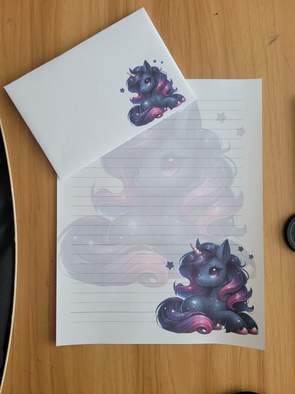 🖤NEW🖤 24pc Galaxy Unicorn Stationery Set - Starry Black & Pink Writing Paper